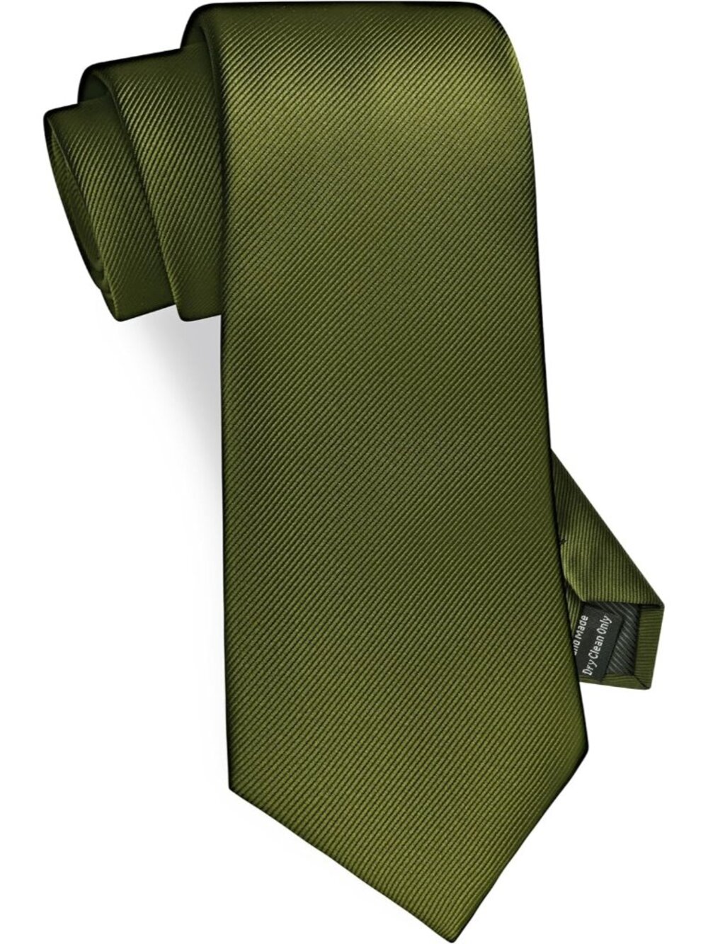 Men's Olive Green Twill Textured Woven Silk Formal Necktie For Wedding Dress